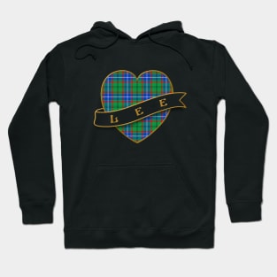 The LEE Family Tartan - Retro Heart & Ribbon Family Insignia Hoodie